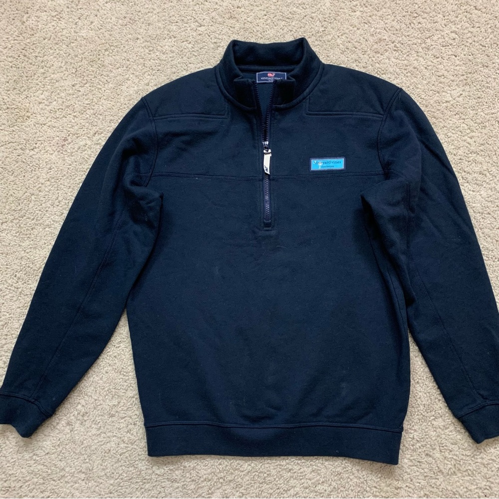 Men's VINEYARD VINES Navy Blue CHARLESTON 1/2 Zip SALTWATER Fleece SHEP SHIRT  S